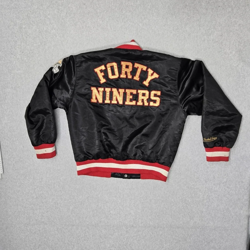 VINTAGE San Francisco 49ers Women Jacket XL Black Embroidered Logo Varsity READ